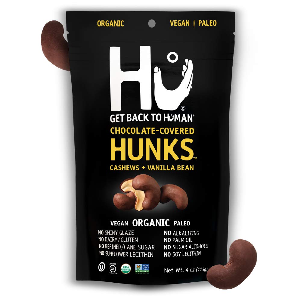 Hu Hunks Vegan Chocolate Covered Cashews With Vanilla Bean  2 Pack  NonGMO Gluten Free Paleo Organic Dark Chocolate