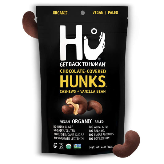 Hu Hunks Vegan Chocolate Covered Cashews With Vanilla Bean  2 Pack  NonGMO Gluten Free Paleo Organic Dark Chocolate