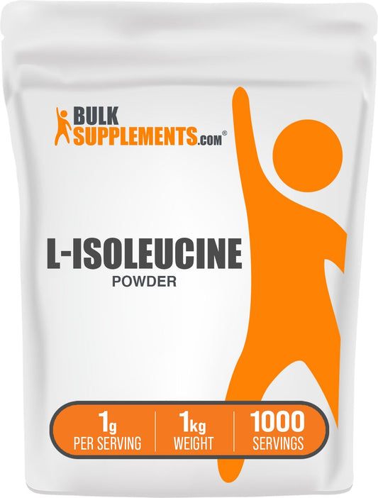 BulkSupplements.com L-Isoleucine Powder - Amino Acid Supplement, BCAA Supplement - Unflavored & Gluten Free, 1g per Serving, 1kg (2.2 lbs) (Pack of 1)