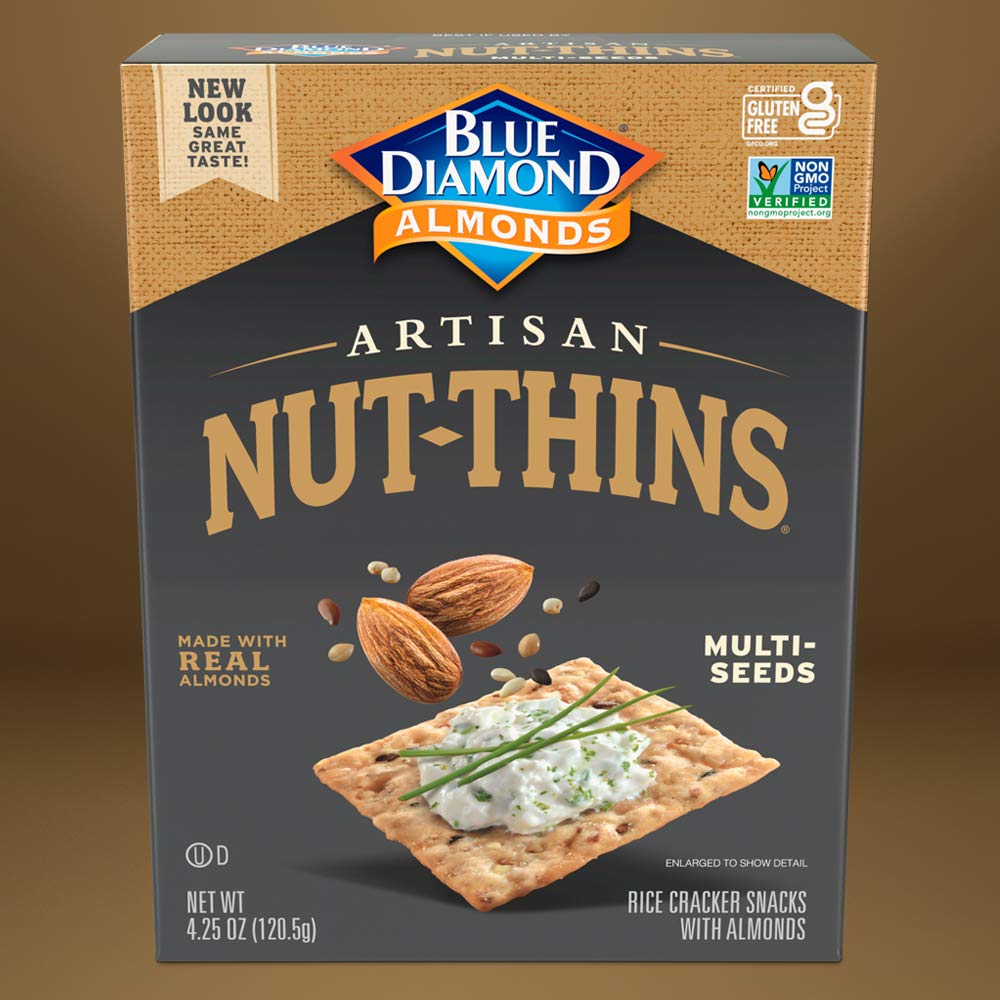 Blue Diamond Almonds Artisan Nut Thins Cracker Crisps MultiSeeds 425 Ounce Pack of 12