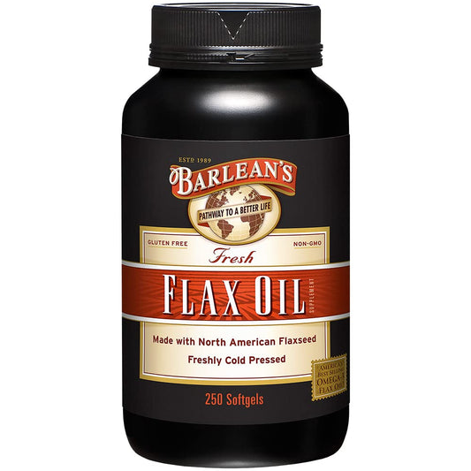 Barlean's Flaxseed Oil Softgels, Cold-Pressed Flax Seed Supplement with 1,650 mg ALA Omega-3 Fatty Acids, 1000mg, 250 ct
