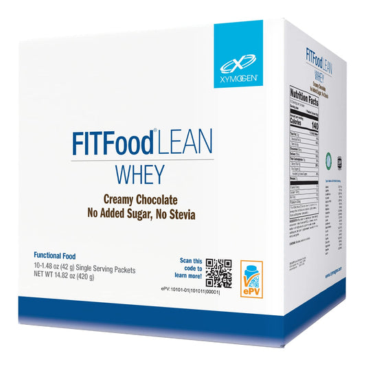 XYMOGEN FIT Food Lean Whey No Added Sugar, No Stevia - BioActive Whey Protein Powder with Natural Immunoglobulins - Supports Healthy Body Composition, Immune Health, Workouts - Chocolate (10 Packets)