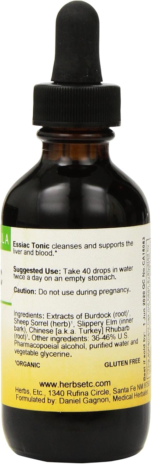 Herbs Etc. Essiac Tonic - Herbal Liquid Supplement for Digestive Immune Health - Formula Aids Liver & Skin Health - Gluten-Free & Vegan Liquid Supplement - 2 fl oz