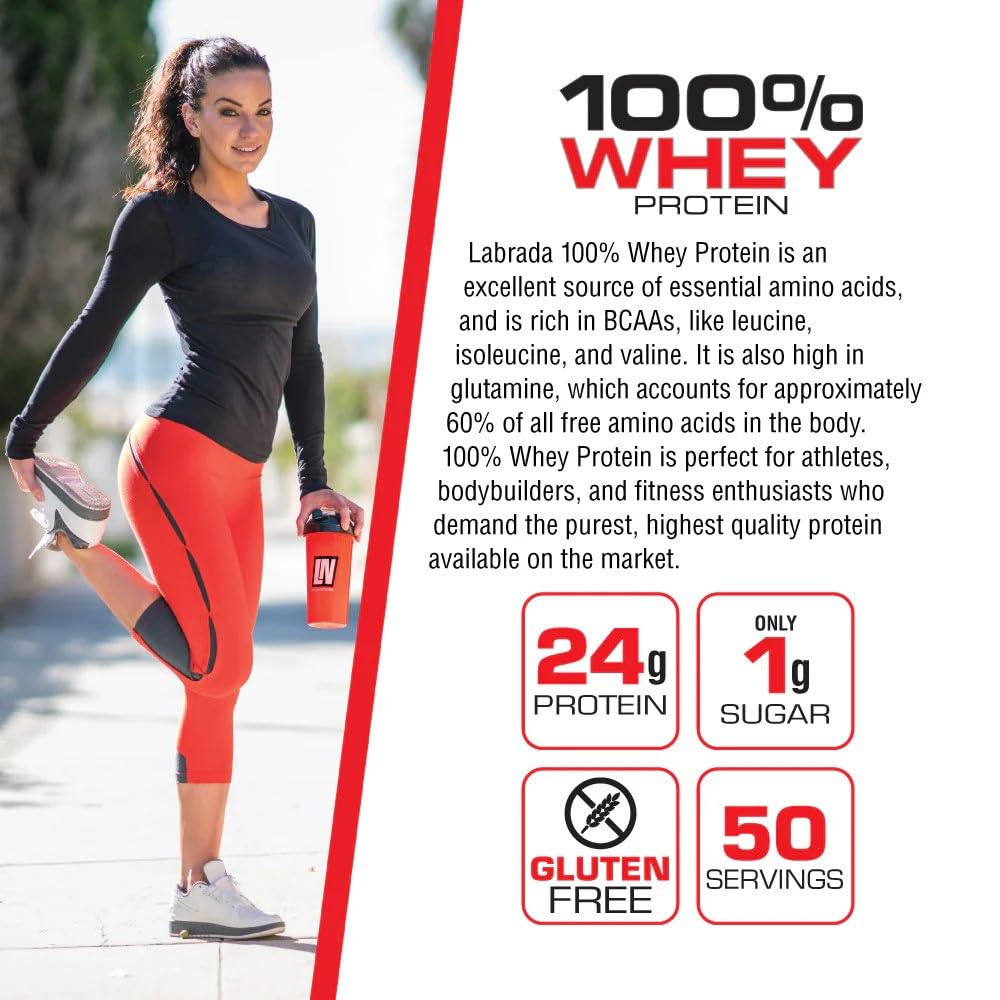 Labrada Nutrition 100% Whey Protein Powder, Strawberry, 4.13 lb