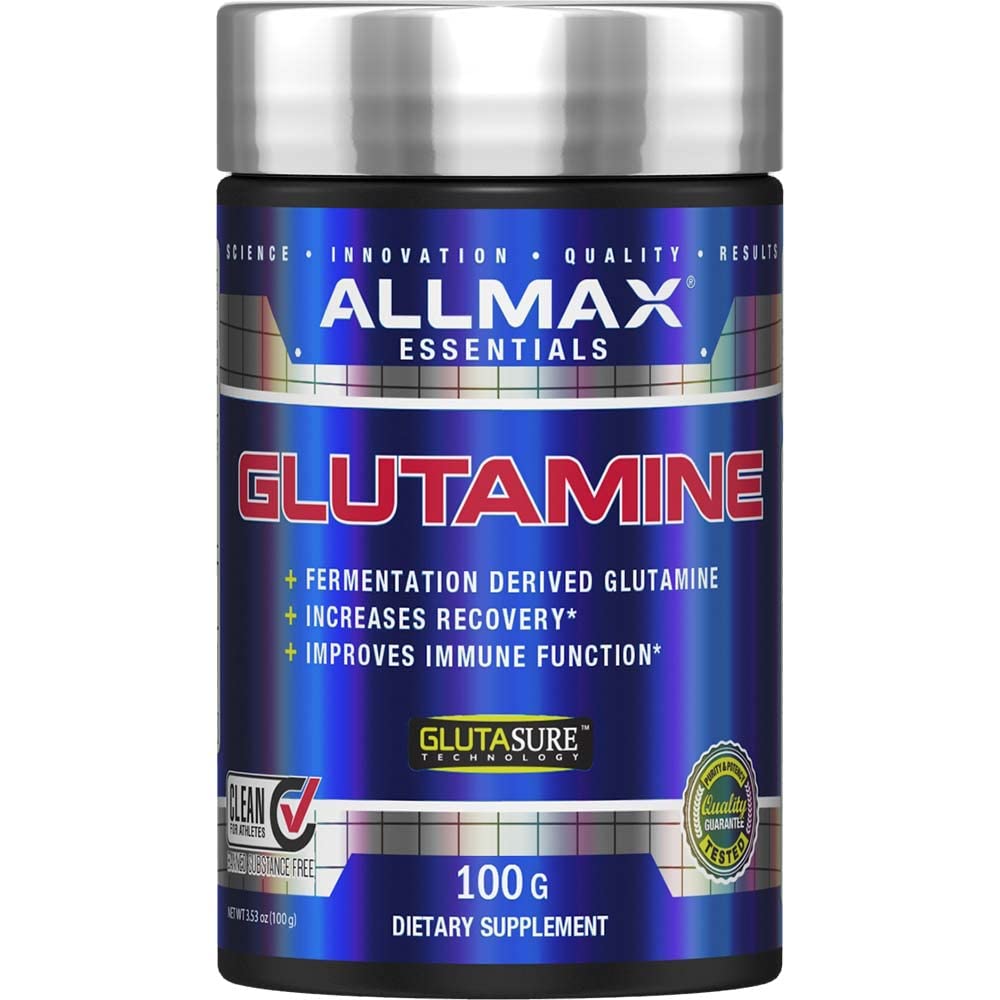 ALLMAX Essentials GLUTAMINE - 100 g Powder - Fermentation-Derived Glutamine - Increases Recovery & Supports Immune System - Gluten Free & Vegan - 20 Servings