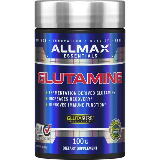 ALLMAX Essentials GLUTAMINE - 100 g Powder - Fermentation-Derived Glutamine - Increases Recovery & Supports Immune System - Gluten Free & Vegan - 20 Servings
