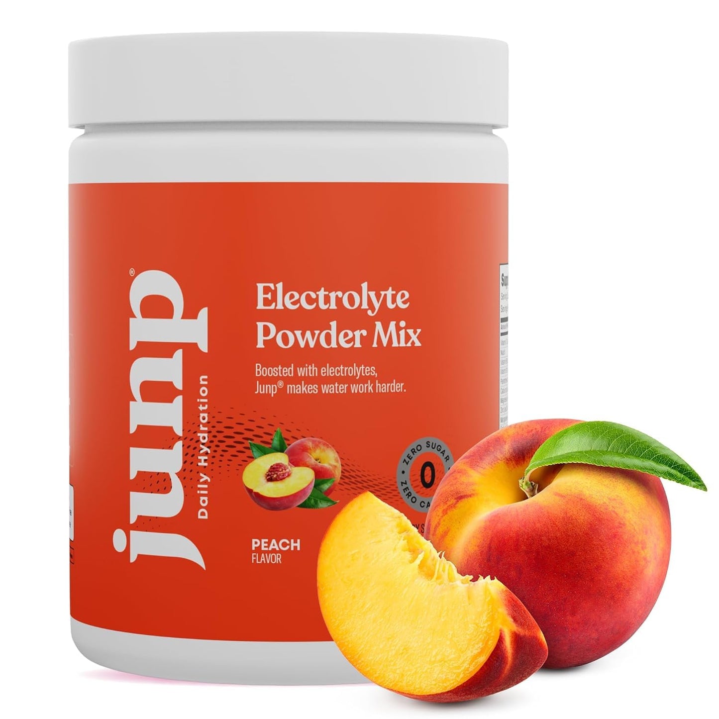 JUNP Electrolytes Powder No Sugar No Carbs - Orchard Fresh Juicy Peach Drink Mix - Potassium & Salt Electrolyte Hydration Powder Zero Calorie Sugar Free Electrolyte Powder, Keto Friendly, 180 Servings