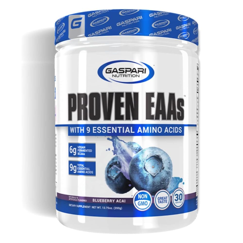Gaspari Nutrition Proven EAAs, Vegan Fermented EAAs, Enhances Recovery & Replenishes Electrolytes, Non GMO (30 Servings, Blueberry Acai)