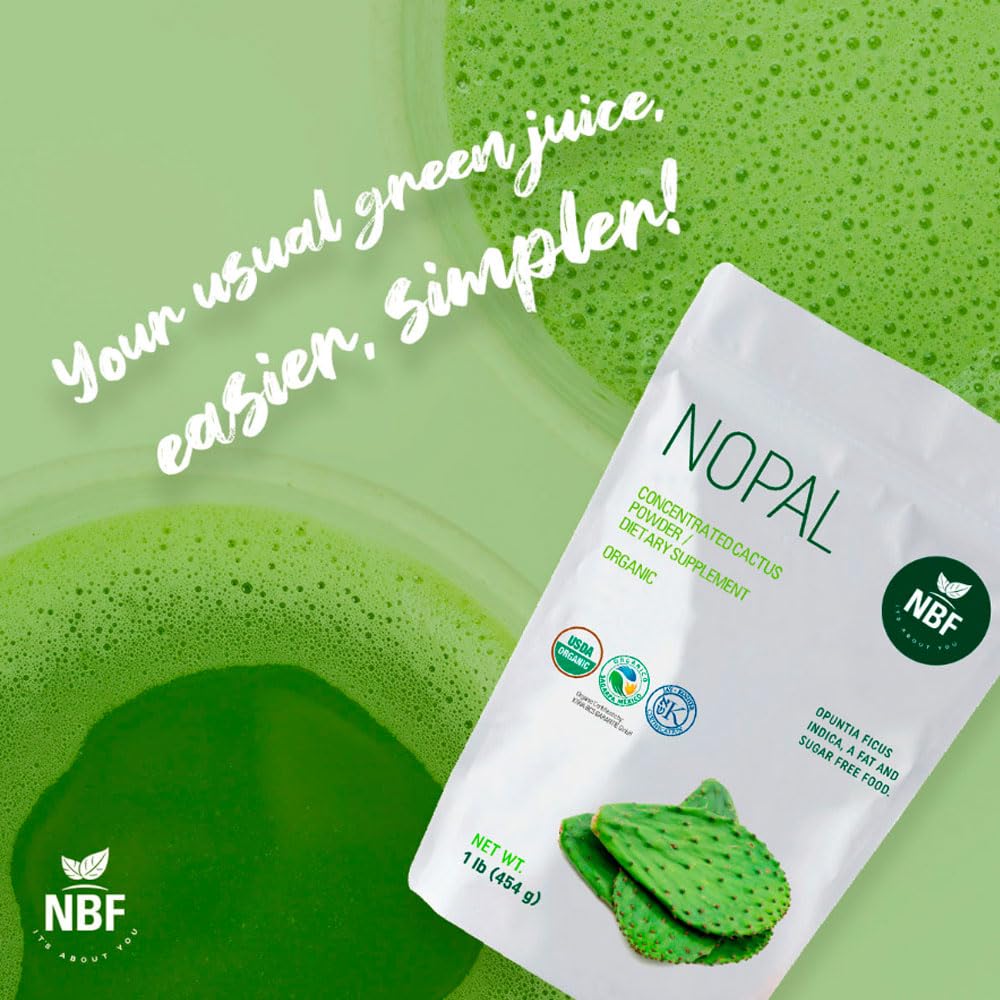 NBF, Organic Nopal Powder, Fiber Supplement, Keto, Sugar Free, Gut Support, Ideal for Smoothies, juices and More Drinks, Vegan Friendly, Organic Fiber That Supports Digestion,16 oz