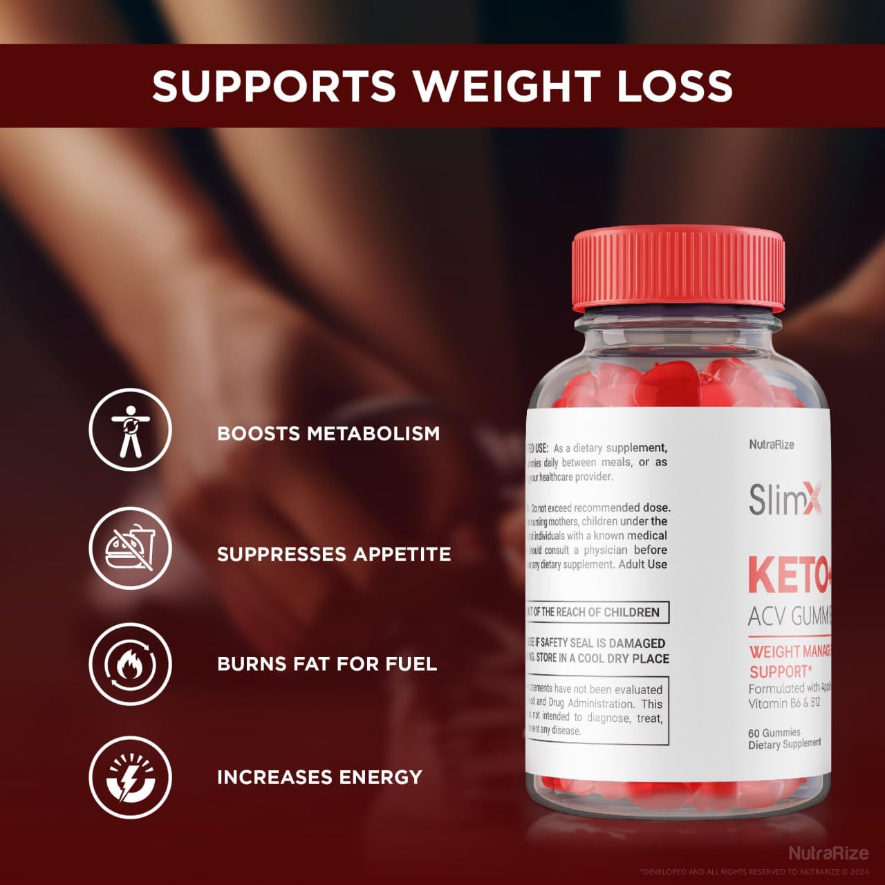 NutraRize SlimX Keto ACV Gummies - SlimX Gummies, SlimX Keto ACV Gummies Weight Loss Support, Keto + ACV Gummy, Maximum Strength Supplement, SlimXKeto Gomitas Reviews (60 Gummies)