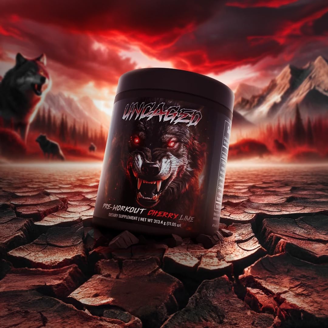 Uncaged Pre-Workout Powder - Intense Energy, Focus & Muscle Pump - Advanced Formula with L-Citrulline, Beta-Alanine, Caffeine - 30 Servings - 16.58oz - Cherry Lime