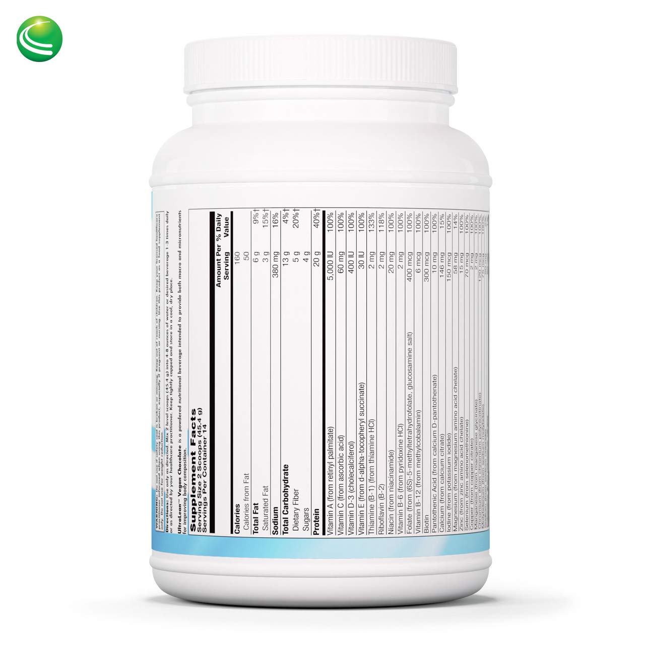 Nutra BioGenesis UltraLean Vegan Chocolate Proten Powder - Plant Based Protein Powder for Men & Women, Lactose Free Pea Protein for Muscle Recovery with Micronutrients & Vitamins - 1 lb 5.4 oz (635 g)