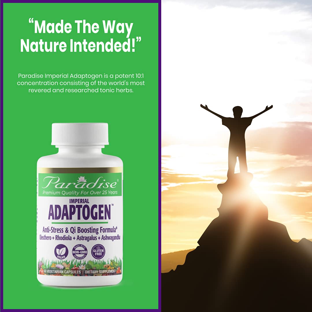 Paradise Herbs, Imperial Adaptogens, with Ashwagandha, Astragalus, Rhodiola, Proprietary Adaptogen Blend for Stress Support, Focus & Energy, 60