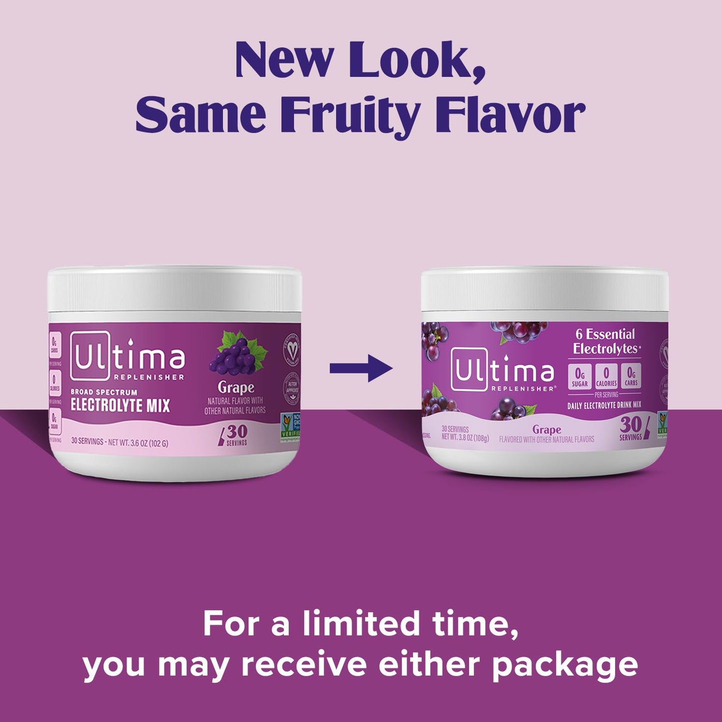 Ultima Replenisher Daily Electrolyte Powder Drink Mix - Grape, 30 Servings - Hydration Powder with 6 Key Electrolytes and Trace Minerals - Keto Friendly, Vegan, Non-GMO and Sugar-Free