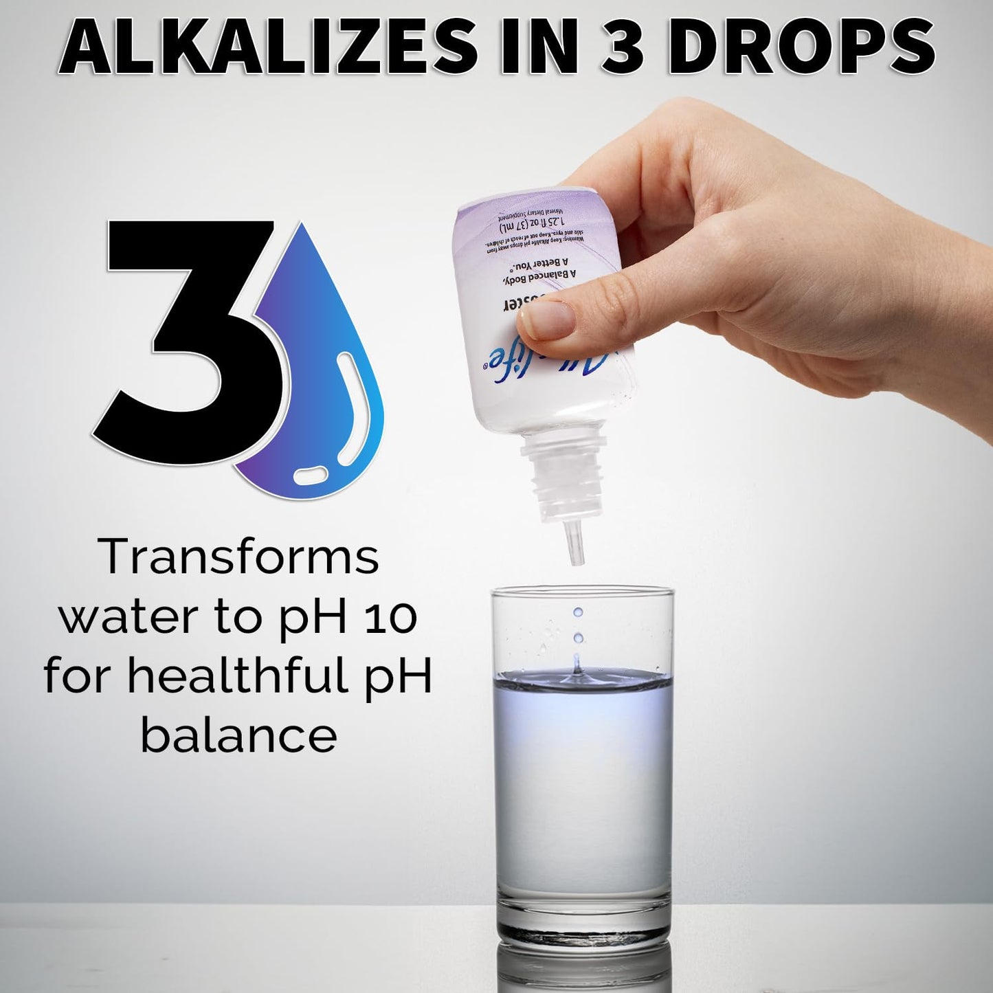 Alkalife pH Booster Drops | The First Patented Alkaline Water Booster to Neutralize Acid & Balance pH for Immune Support, Peak Performance, Detox, Overall Wellness - 1.25oz