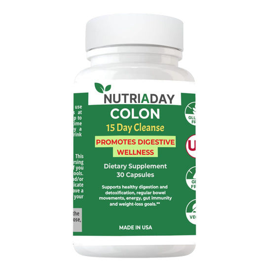 NUTRIADAY Colon 15 Day Cleanse - Advanced Colon Cleanse for Women & Men with Cascara Sagrada, Psyllium Husk, Senna Leaf & Probiotics - Detox Bloating & Constipation Relief - Non-GMO, 30 Veg Capsules