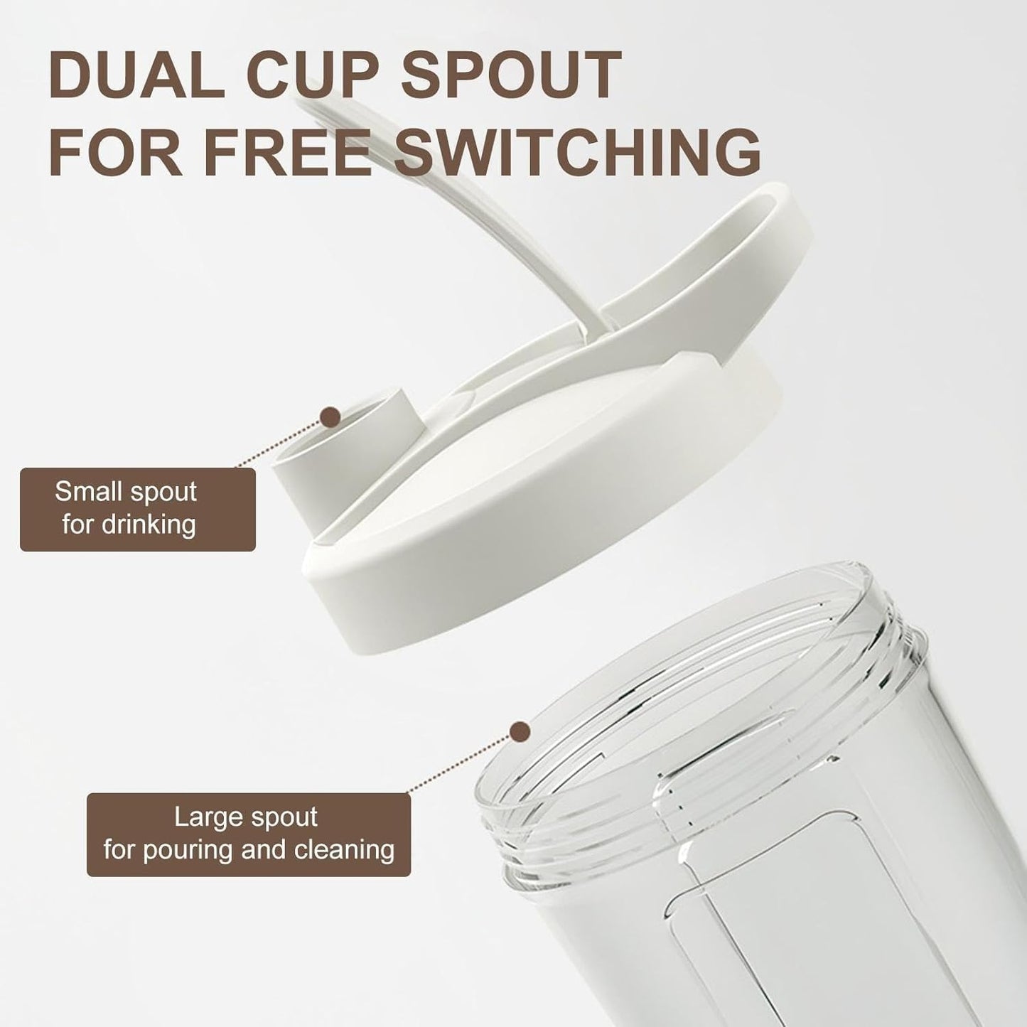 Electric Mixing Cup, Transparent Safety Electric High Speed Protein mixers,Sports Nutrition Shaker Bottle with Type-C Charger, Rechargeable Safety High Speed Shaker Blender for Healthy Eating