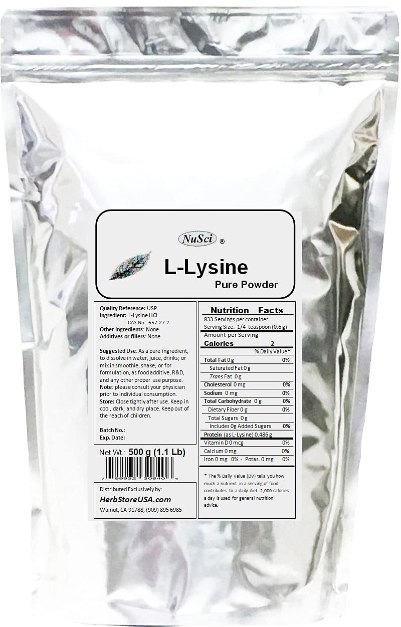 NuSci L-Lysine HCl Pure Powder (2500 Grams (5.5 lb))