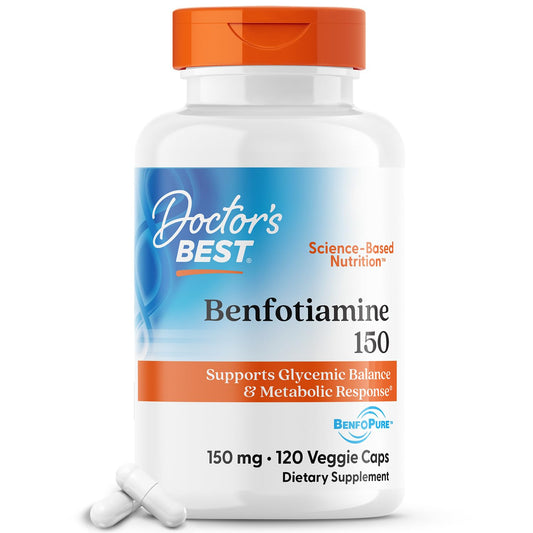 Doctors BEST Benfotiamine 150, Supports Glycemic Balance & Metabolic Response, Non-GMO, Gluten Free, Soy Free, Vegan 120 Veggie Caps