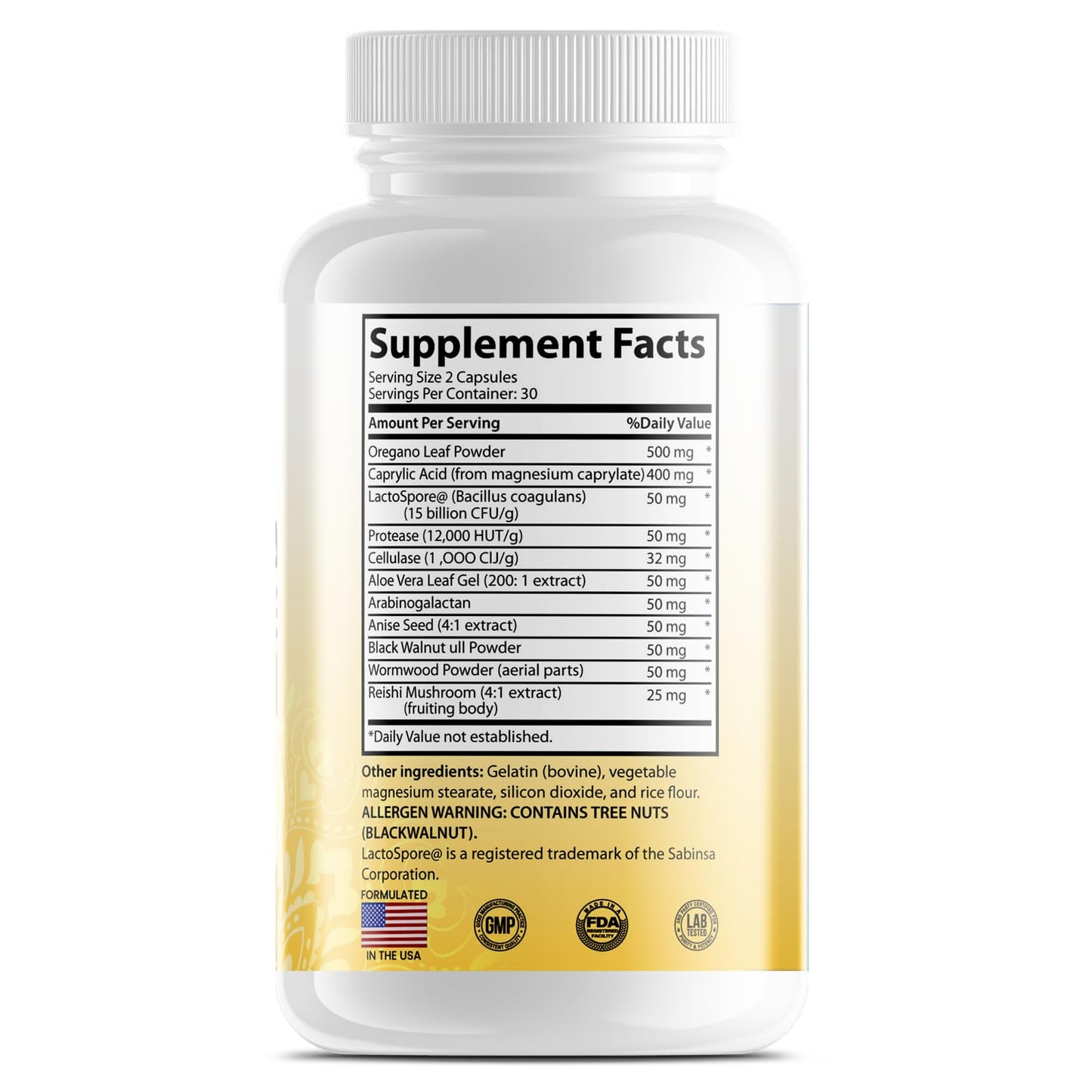 Candida Cleanse (60 Capsules) Gut & Colon Support for Men & Women - Candi Support Natural Herbs for Intestinal Overgrowth Detox - Includes Oregano Leaf, Wormwood, Black Walnut, Caprylic Acid