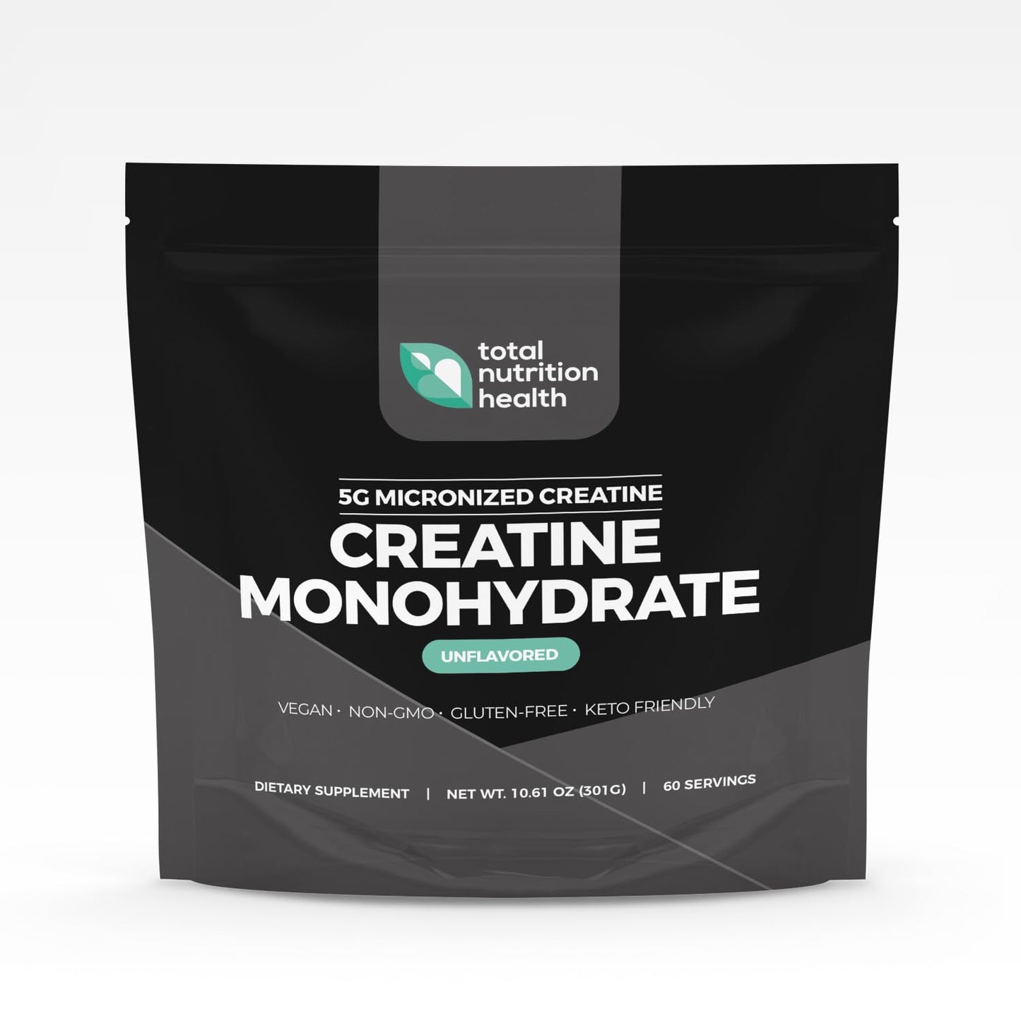 Total Nutrition Health Creatine Monohydrate - 5g Micronized Creatine Monohydrate Powder - Vitamin D and Black Pepper Extract - Unflavored Pre-Workout with Creatine for Energy, Muscle Performance