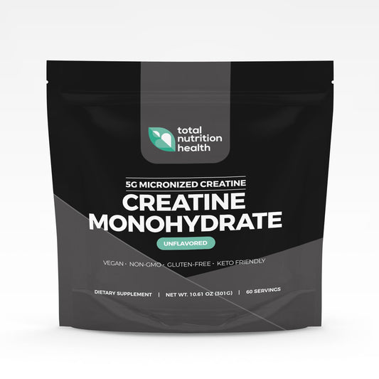 Total Nutrition Health Creatine Monohydrate - 5g Micronized Creatine Monohydrate Powder - Vitamin D and Black Pepper Extract - Unflavored Pre-Workout with Creatine for Energy, Muscle Performance