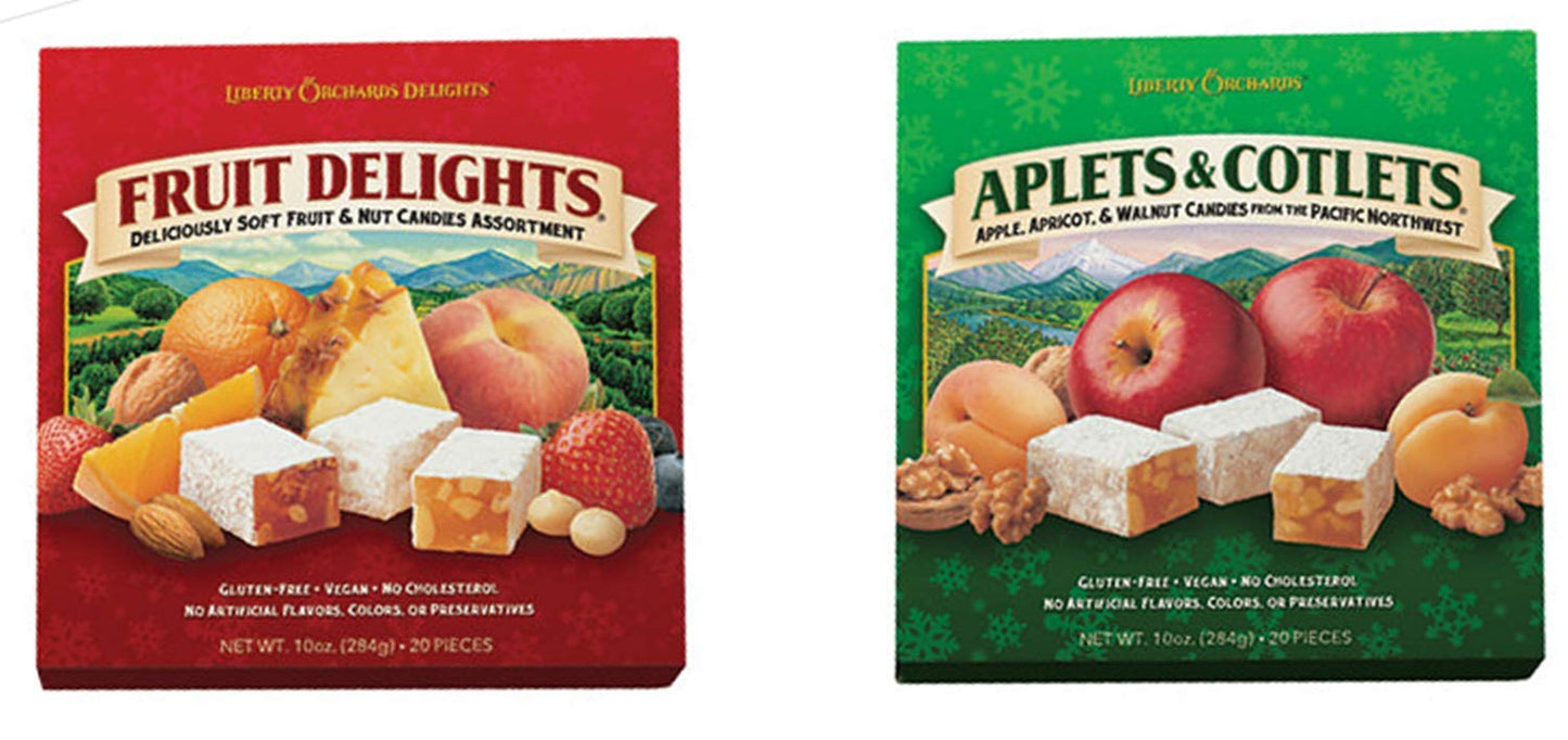Liberty Orchards Fruit Delights and Aplets  Cotlets 20 oz Bundle