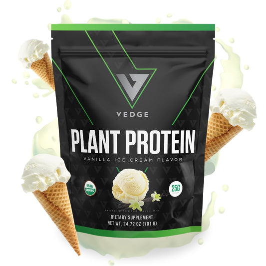 vedge Certified Organic Plant Protein Vanilla Ice Cream (20 Servings) - Plant-Based Vegan Protein Powder, USDA Organic, Gluten Free, Non Dairy Nutrition Plant Protein