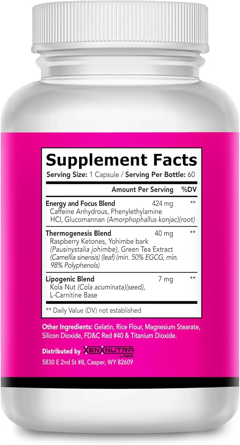 XENXNUTRA LABS Skinny Girl- Weight Loss Formula for Women- Best Female Diet Pills That Work Fast- Lipogenic to Curb Your Appetite- Thermogetic to Burn Away Fat- Boost Energy and Focus- 60 Capsules