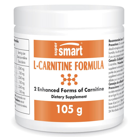 Supersmart - L-Carnitine Formula - with Acetyl & Tartrate - Amino Acids - Muscle Recovery & Sport Performance Supplement | Non-GMO & Gluten Free - 105 g