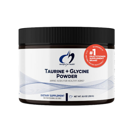 Designs for Health Taurine + Glycine Powder - Amino Acids for Healthy Aging - Supports Cellular, Metabolic & Heart Health - Non-GMO Unflavored Amino Acid Powder (250 g)