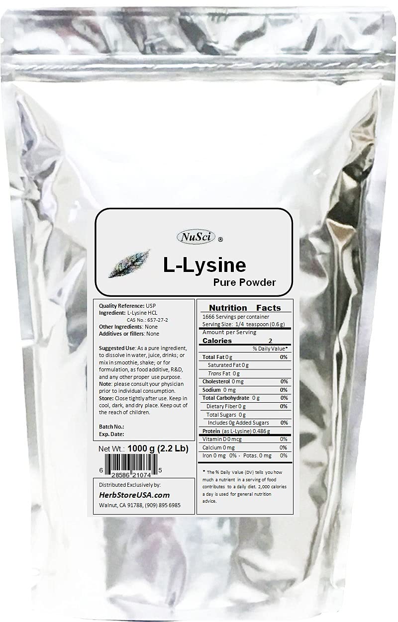 NuSci L-Lysine HCl Pure Powder (2500 Grams (5.5 lb))