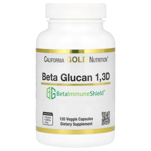 California Gold Nutrition Beta Glucan 1,3D with BetaImmuneShield™, 125 mg, 120 Veggie Capsules
