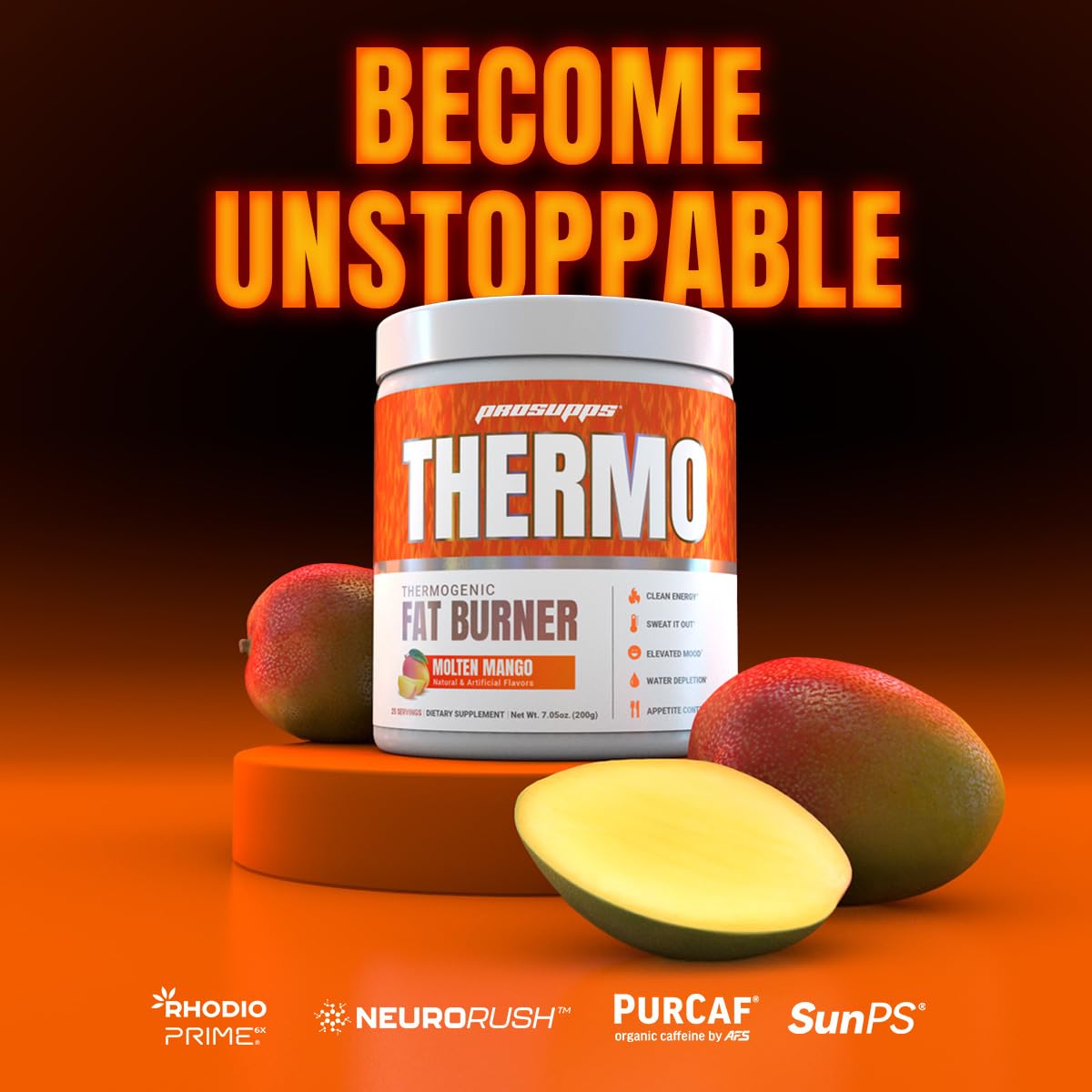 PROSUPPS Thermo Fat Burning Thermogenic Powder - Weight Management and Pre Workout - Energy, Mood, Appetite Control (Molten Mango)