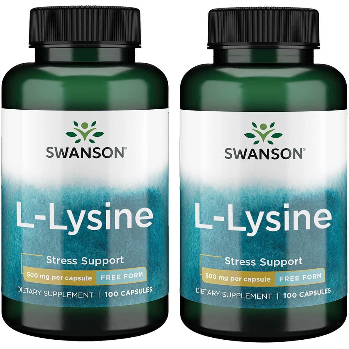 Swanson Amino Acid Free-Form L-Lysine 500 Milligrams 100 Capsules (2 Pack)