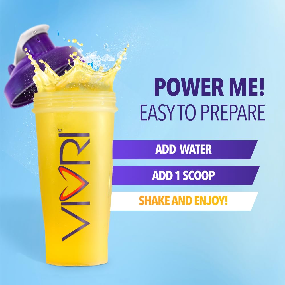 VIVRI PowerMe! Energy Boost Formula | Orange Mango Flavor | Coffee Alternative | Made with Natural Green Tea, Guarana, Yerba Mate & B Complex | 30 Servings