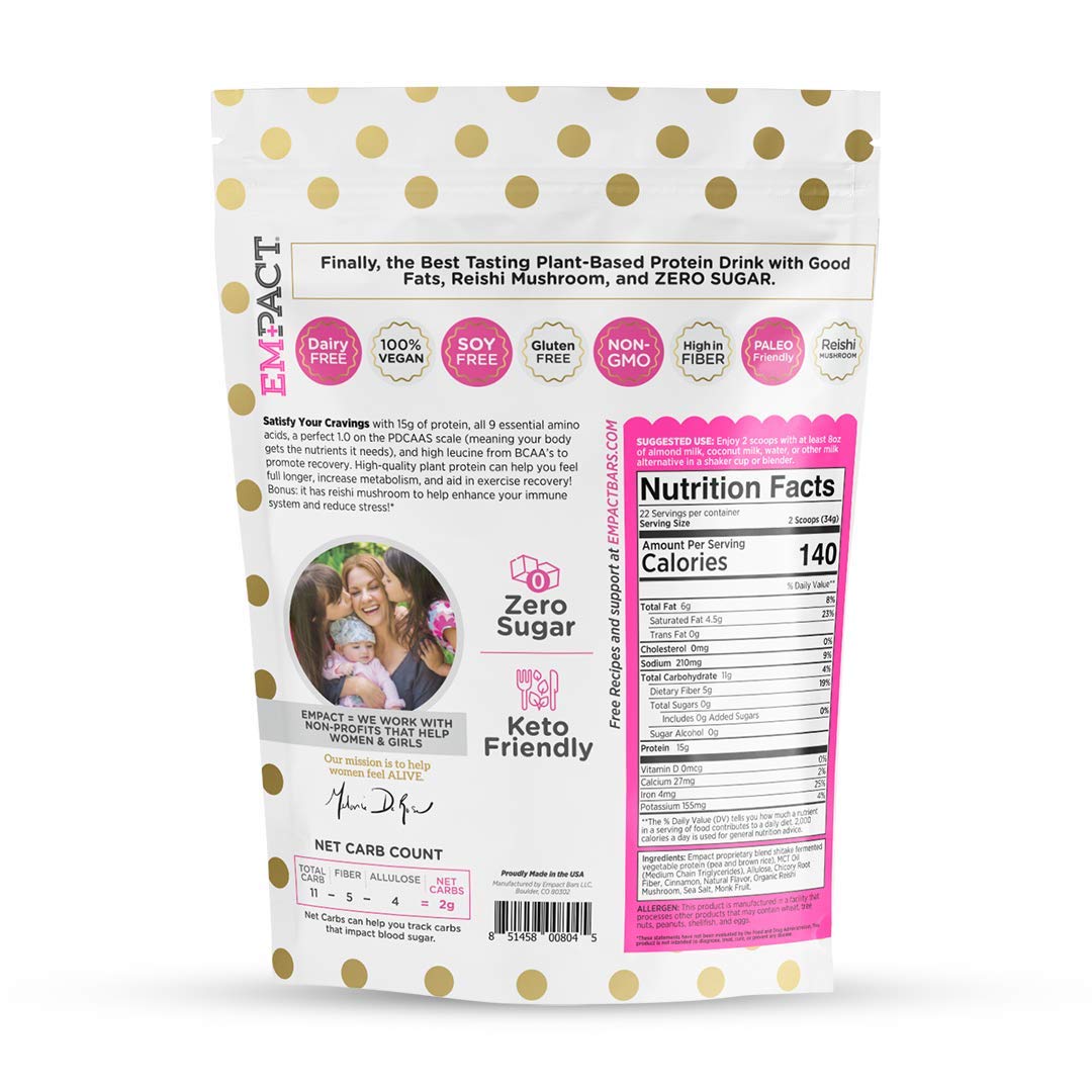 Empact Trimdown Shake - Vanilla Cinnamon - Vegan Protein Powder, Zero Sugar, Keto Friendly, Gluten Free, Non Dairy, Soy Free, Lactose Free, Non-GMO 1.65 Pound