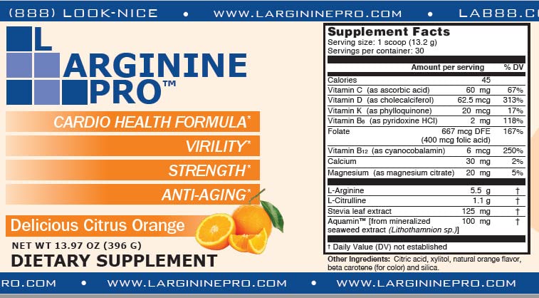 L-ARGININE PRO | 5,500mg L-Arginine Plus L-Citrulline 1,100mg Powder Drink Mix Supplement for Increased Nitric Oxide Production (30 Servings (Pack of 3), Raspberry)