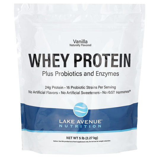 Lake Avenue Whey Protein + Probiotics, Vanilla Flavor, 5 lb (2.27 kg), Nutrition