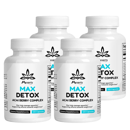 Max Detox Supplement, Advanced Max Detox for Women & Men with Psyllium, Chlorella, Hyssop Herb & Papaya, with Acai Complex- (480 Capsules) (4 Pack)