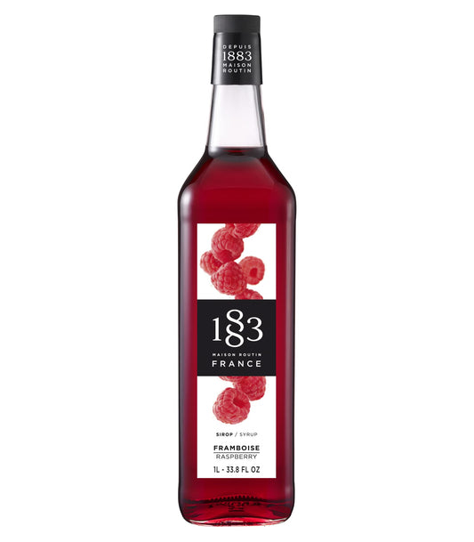 1883 Raspberry Syrup  Flavored Syrup for Hot  Iced Beverages  GlutenFree Vegan NonGMO Kosher PreservativeFree Made in France  Glass Bottle 1 Liter 338 Fl Oz