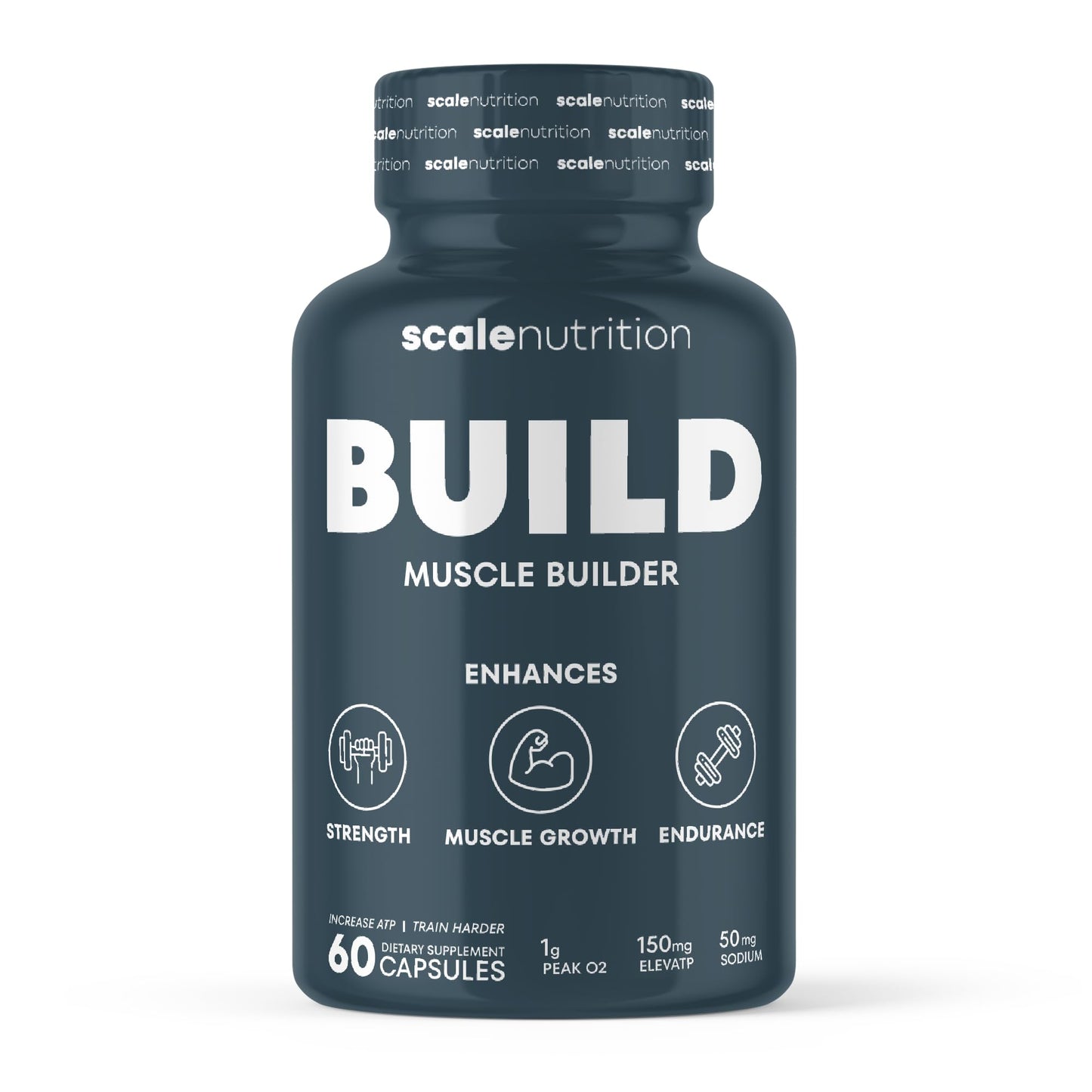 Scale Nutrition Build | Muscle Builder for Muscle Growth, Strength, Weight Gain, Endurance, Performance Enhancment for Men & Women | Trademarked Ingredients Peak02 & ElevATP | 60 Capsules