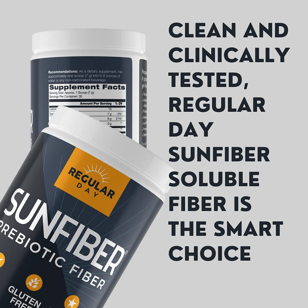 REGULAR DAY Prebiotic Fiber Supplement - Promotes Gentle Regularity and Feeds Good Gut Bacteria | Gluten Free, Vegan, Dairy Free, Non-GMO, Keto, Tasteless | One Simple Ingredient | 30 Servings