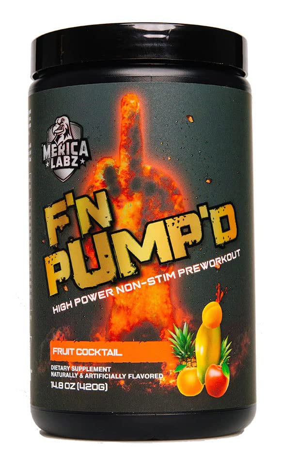 'Merica Labz F'N Pump'D Stimulant Free, Nitric Oxide,Fully Dosed, Pump PreWorkout Powder (20 Servings) (Fruit Cocktail)