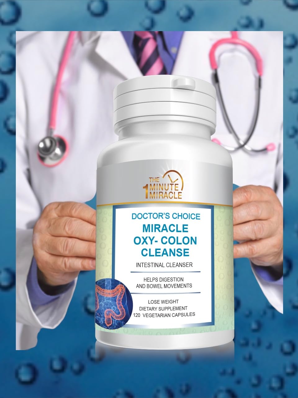 Miracle Oxy-Colon Cleanse Vegan Colon Cleanser - 4 Bottles - 120 Vegetarian Capsules.