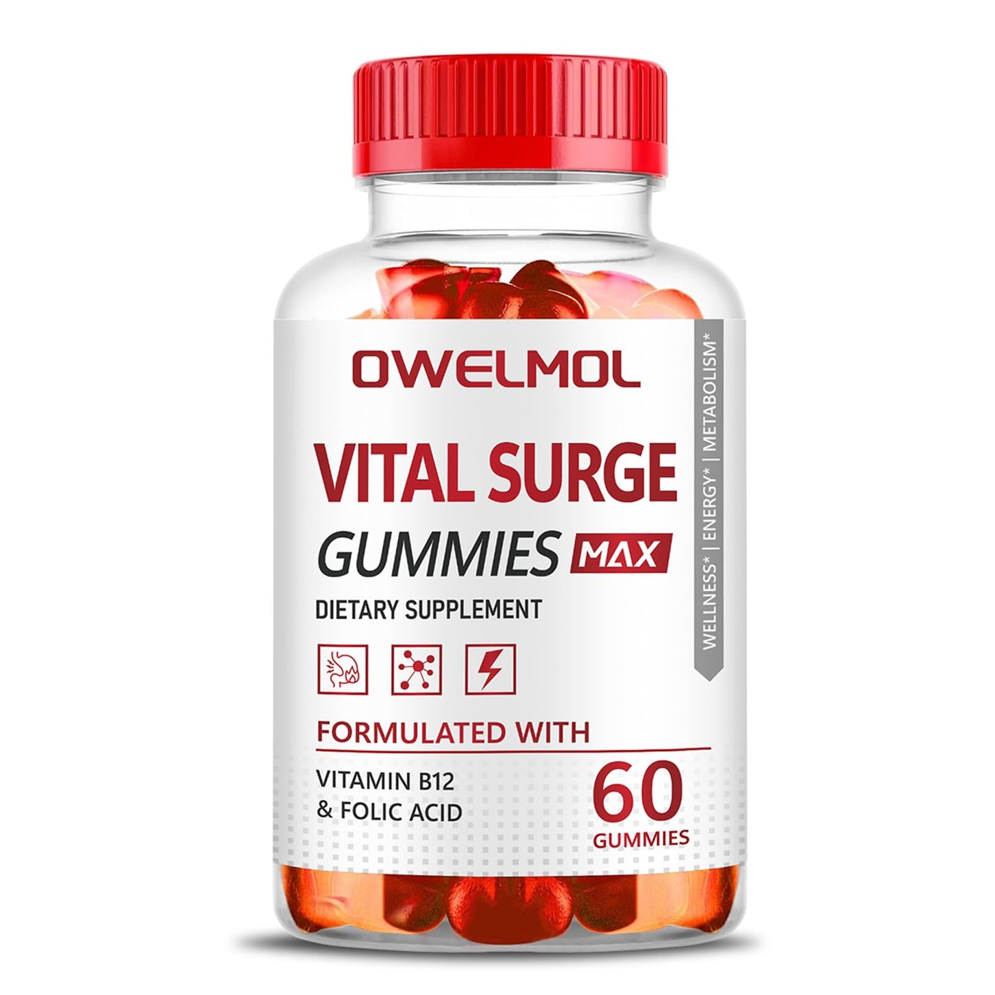 Vital Surge Male Gummies, Men's Performance Gummies, MAX Strength VitalSurge Advanced Formula, VitaSurge for Men, 1050MG (60 Gummies)