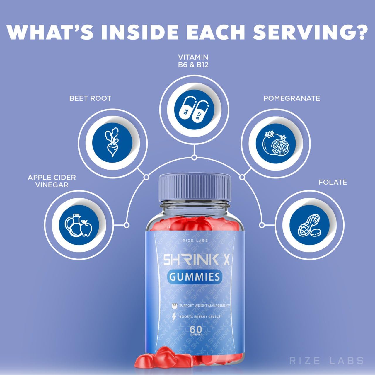 rize labs Shrink X - Shrink X Gummies Weight Loss, Shrink X Keto ACV Supplement, Keto + ACV Gummy, Shrink X Maximum Strength Belly Fat Gomitas, ShrinkX Gummy Bears Reviews (60 Gummies)