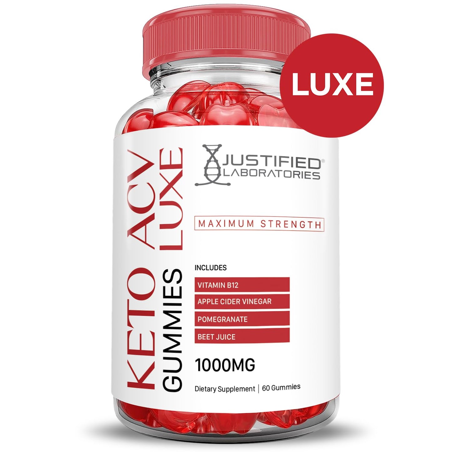 (3 Pack) Luxe Keto ACV Gummies Advanced Formula 1000MG Luxe Keto Gummies Apple Cider Vinegar Formulated with Pomegranate Beet Juice Powder B12 Vegan Non GMO 180 Gummys