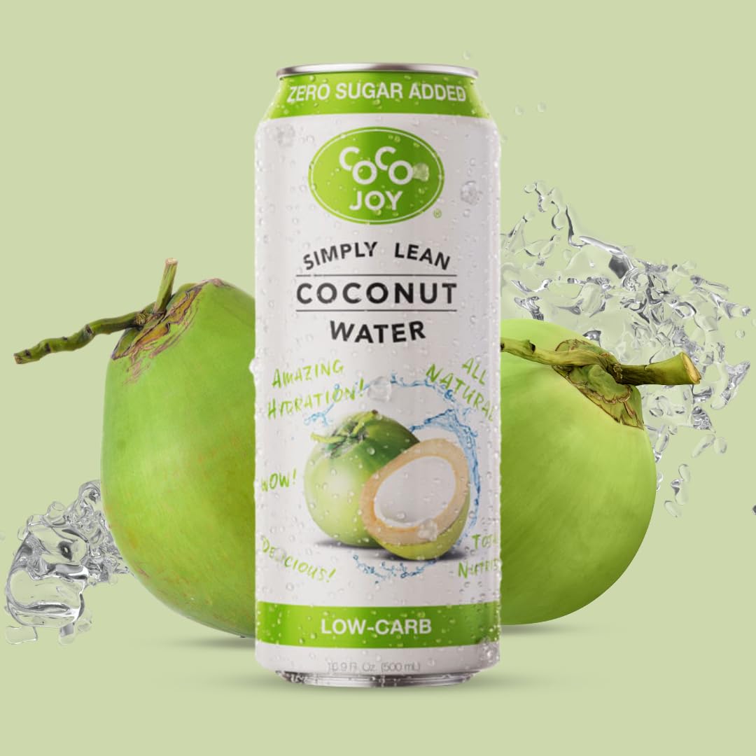 CoCo Joy Lean Coconut Water 100 Coconut Water Zero Sugar Added Fresh LowCarb HighCalcium NutrientRich CoconutWater Drink with Electrolytes Potassium and Other Nutrients 12 pack